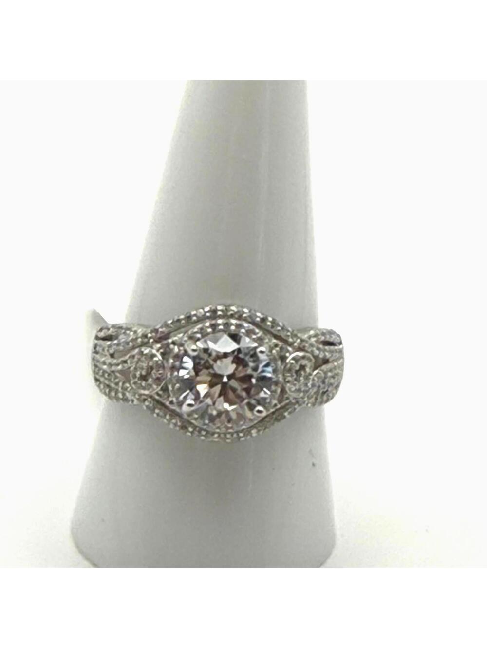 NWT 4.72 CTW DIAMOND CZ RHODIUM OVER STERLING SILVER RING - Size 10 MSRP $275